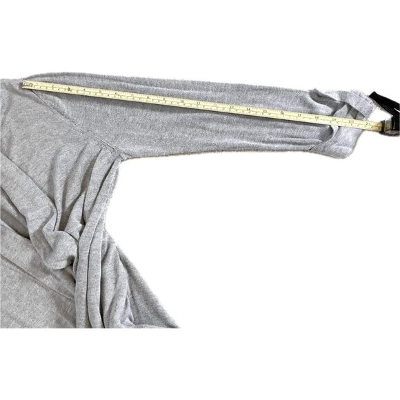 Joan Vass Cardigan  Size S Open Front Light Grey Knit Sweater Roll-tab Sleeves - Picture 10 of 14
